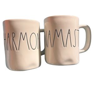 RAE DUNN HARMONY and NAMASTE White Large Mug By Magenta Artisan Collection